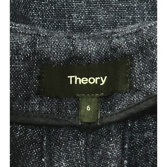 THEORY 100% Linen Terena Wide Leg Pants Chambray Minimalist Career Preppy Blue 6 - Picture 5 of 9